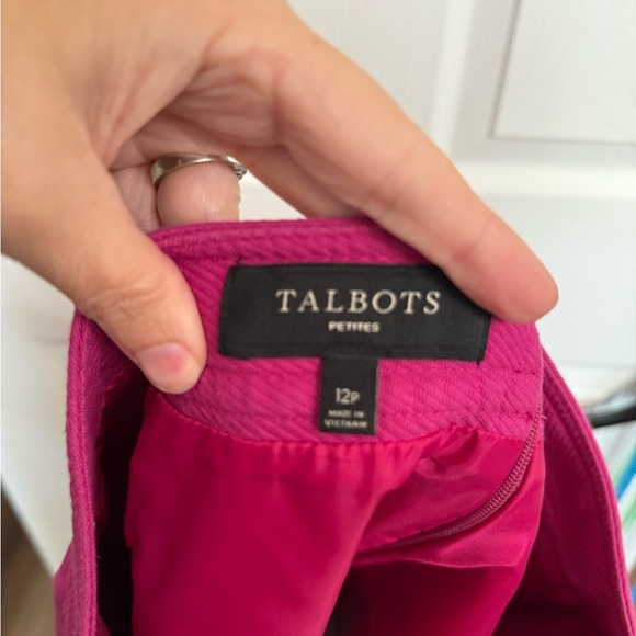 Talbots Solid Pink A-Line Short Skirt Womens 12 P Gold Buttons Sailor Style Work - Picture 5 of 6